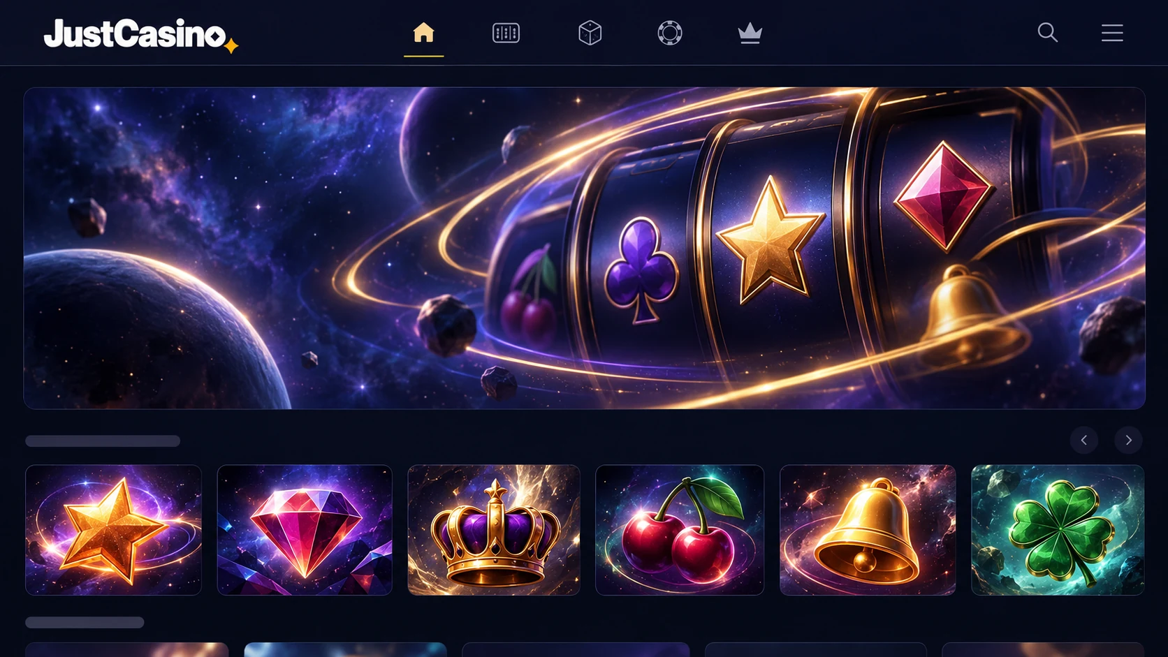 JustCasino casino homepage